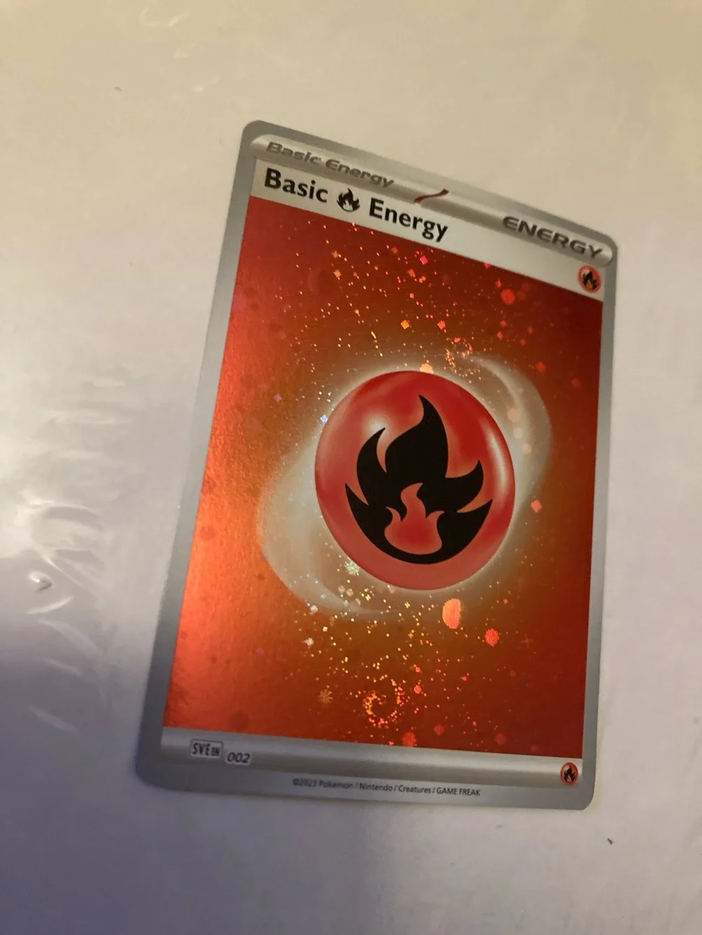 Pokemon Fire Energy Holo Card - Red